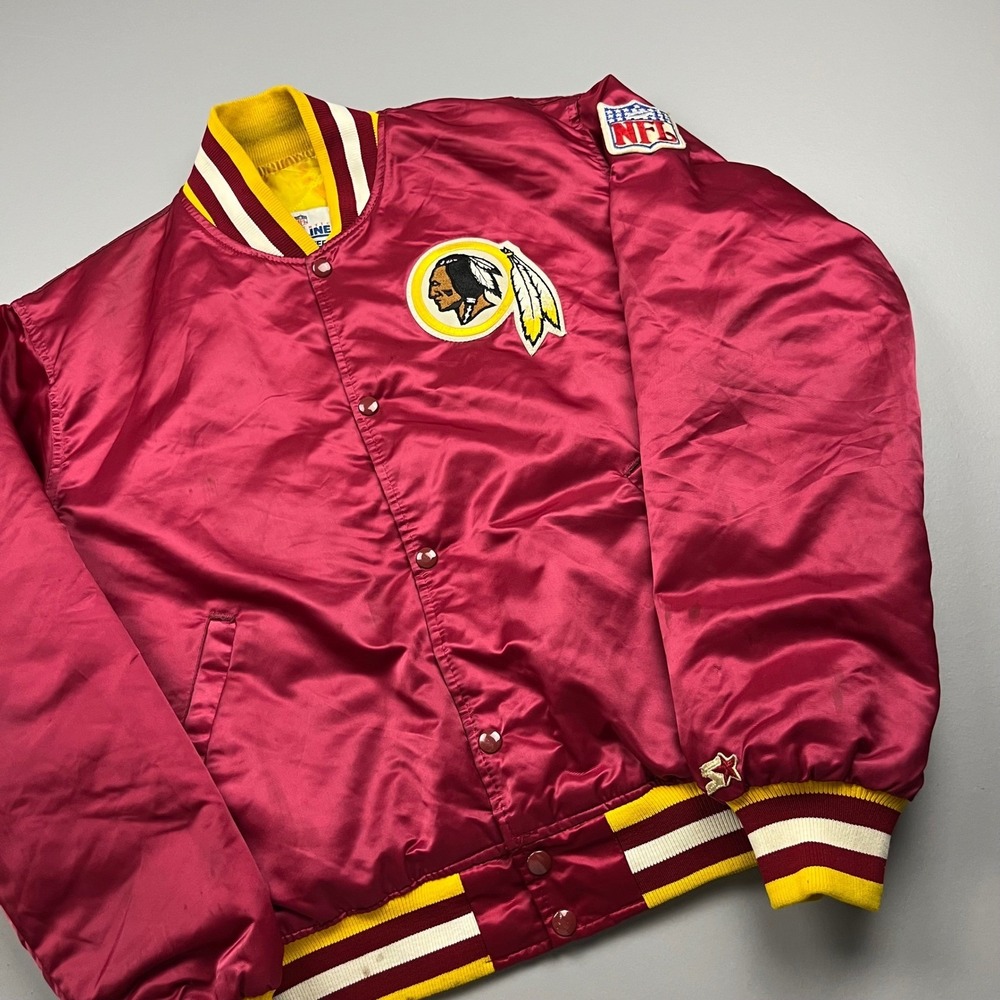 Starter Satin Bomber Jacket Mens Large Burgundy Washington Redskins Vintage NFL